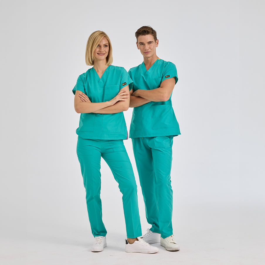Benetton Yeşili Dr. Greys  Scrubs Takım Terikoton Kumaş