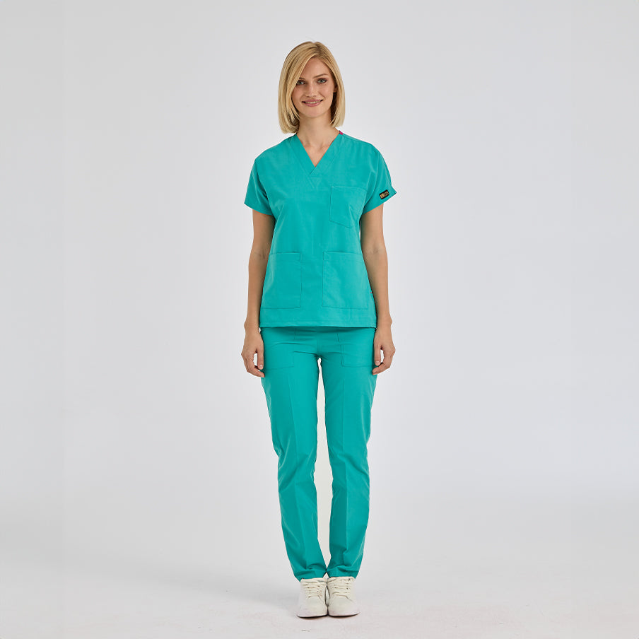 Benetton Yeşili Dr. Greys  Scrubs Takım Terikoton Kumaş