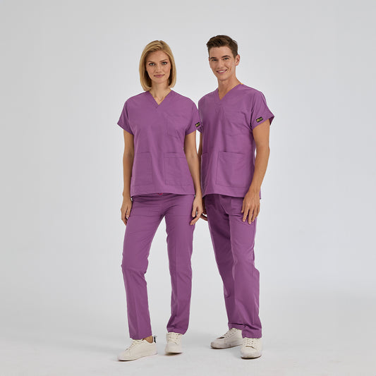 Mor Dr. Greys  Scrubs Takım Terikoton Kumaş