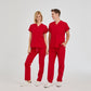 Kırmızı Dr. Greys  Scrubs Takım Terikoton Kumaş