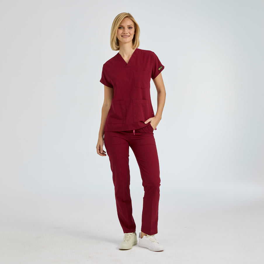 Bordo Dr. Greys  Scrubs Takım Terikoton Kumaş