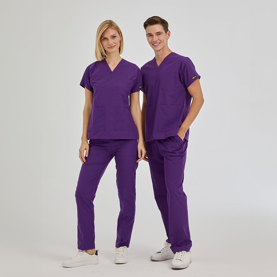 Özel Mor Dr. Greys  Scrubs Takım Terikoton Kumaş