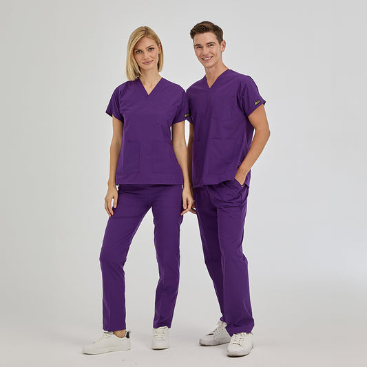 Özel Mor Dr. Greys  Scrubs Takım Terikoton Kumaş