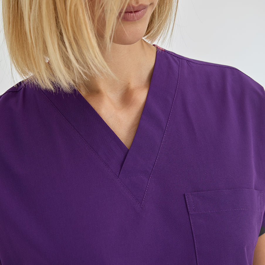 Özel Mor Dr. Greys  Scrubs Takım Terikoton Kumaş