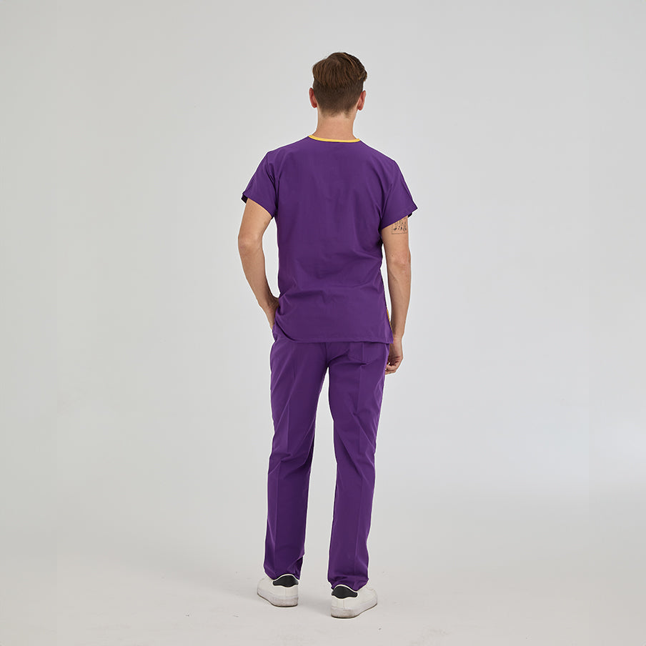 Özel Mor Dr. Greys  Scrubs Takım Terikoton Kumaş