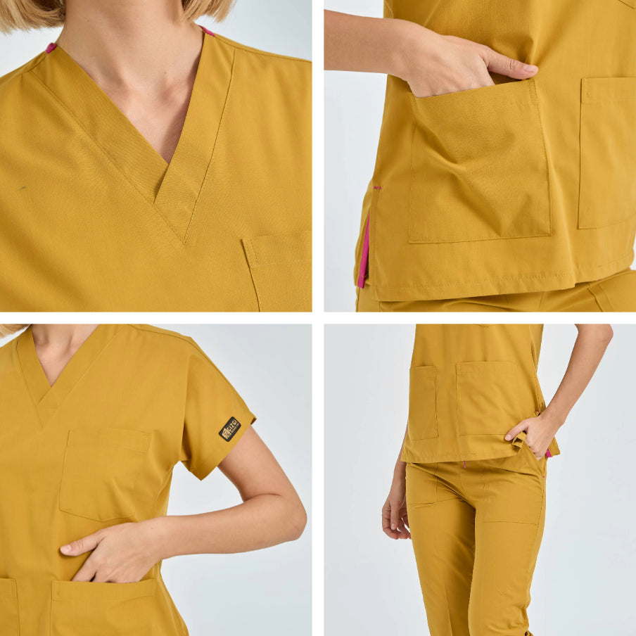 Hardal Dr. Greys  Scrubs Takım Terikoton Kumaş