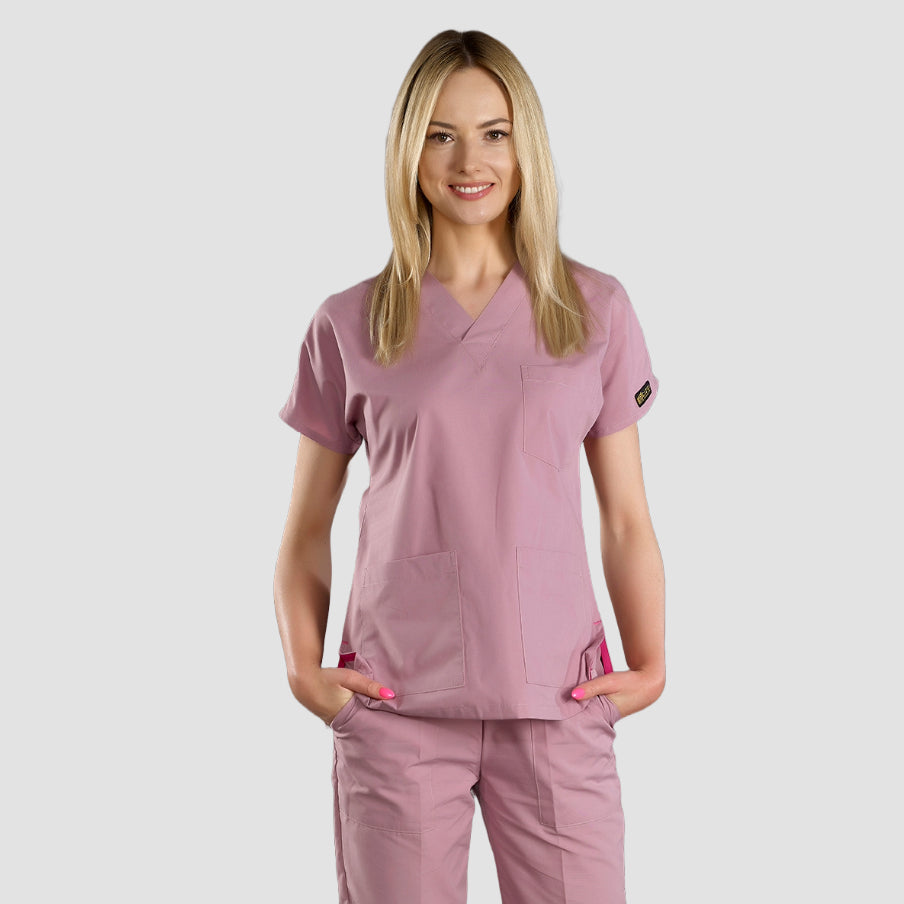 Gül Kurusu Dr. Greys  Scrubs Takım Terikoton Kumaş