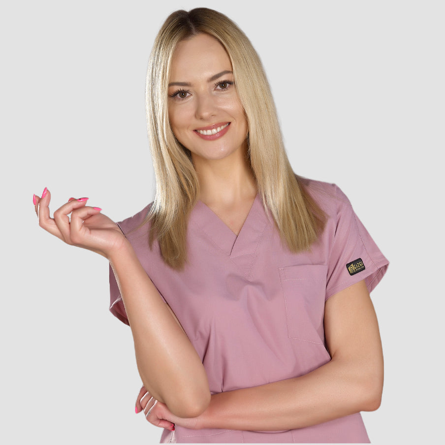 Gül Kurusu Dr. Greys  Scrubs Takım Terikoton Kumaş