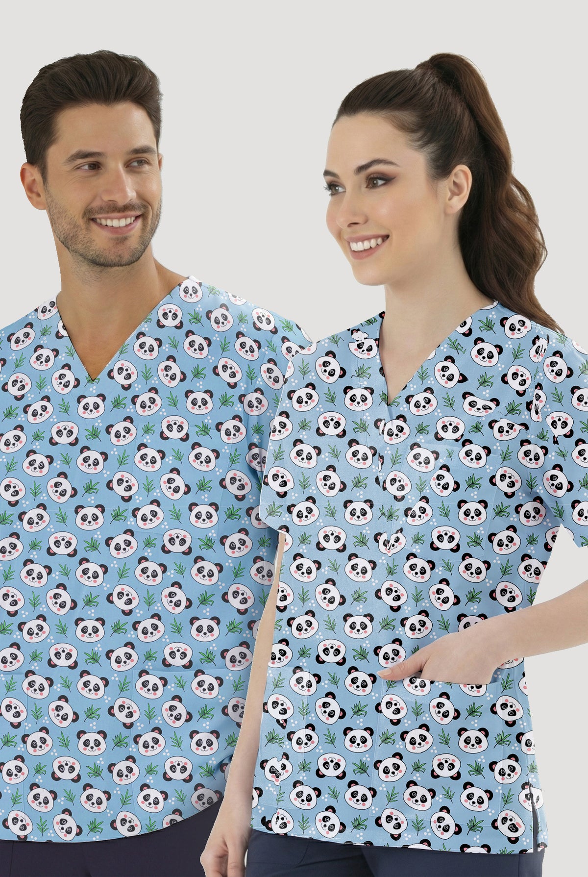 Tatlı Panda Desenli Tek Üst (Cotton Likra Kumaş)
