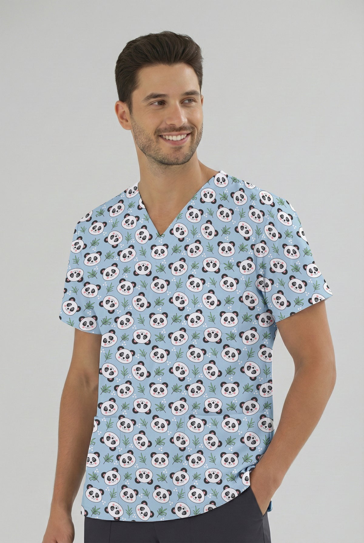 Tatlı Panda Desenli Tek Üst (Cotton Likra Kumaş)