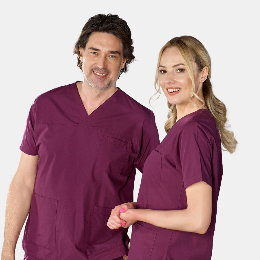Mürdüm Klasik  Scrubs Takım Terikoton Kumaş