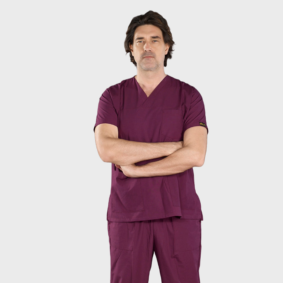 Mürdüm Klasik  Scrubs Takım Terikoton Kumaş