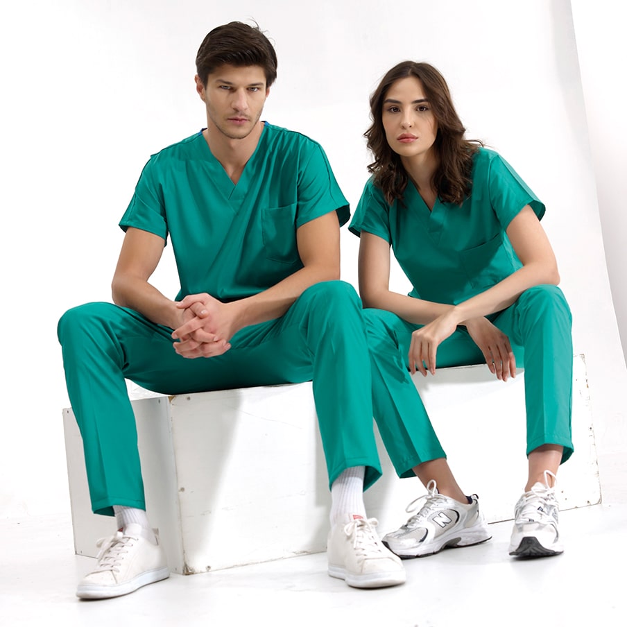 Ameliyathane Yeşili Dr. Greys  Scrubs Takım Lüks Likralı Kumaş