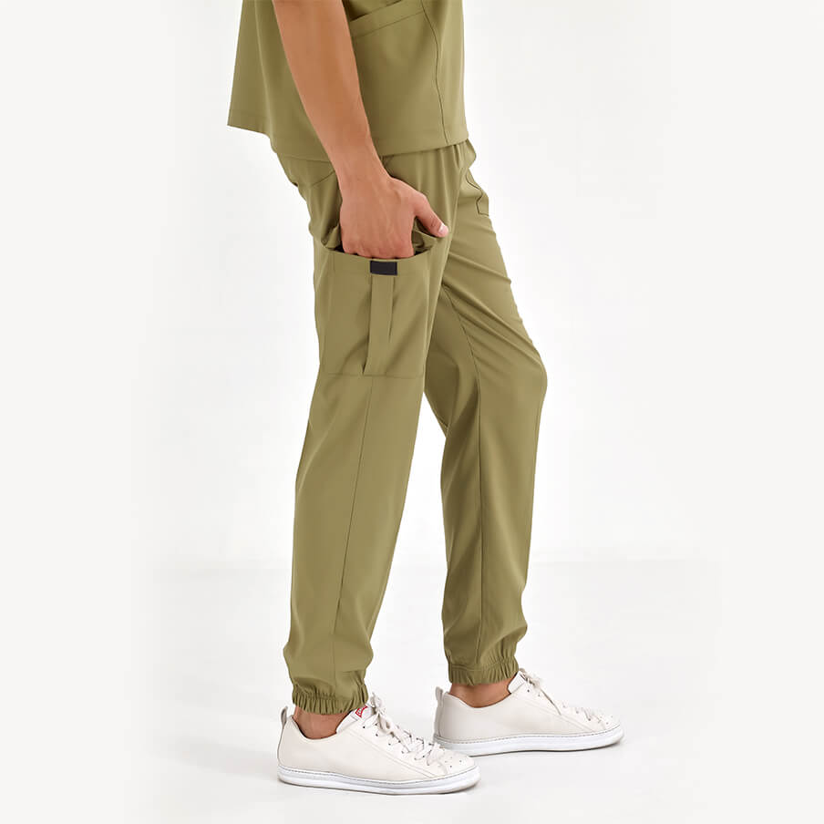 Haki Basic  Scrubs Takım Lüks Likralı Kumaş