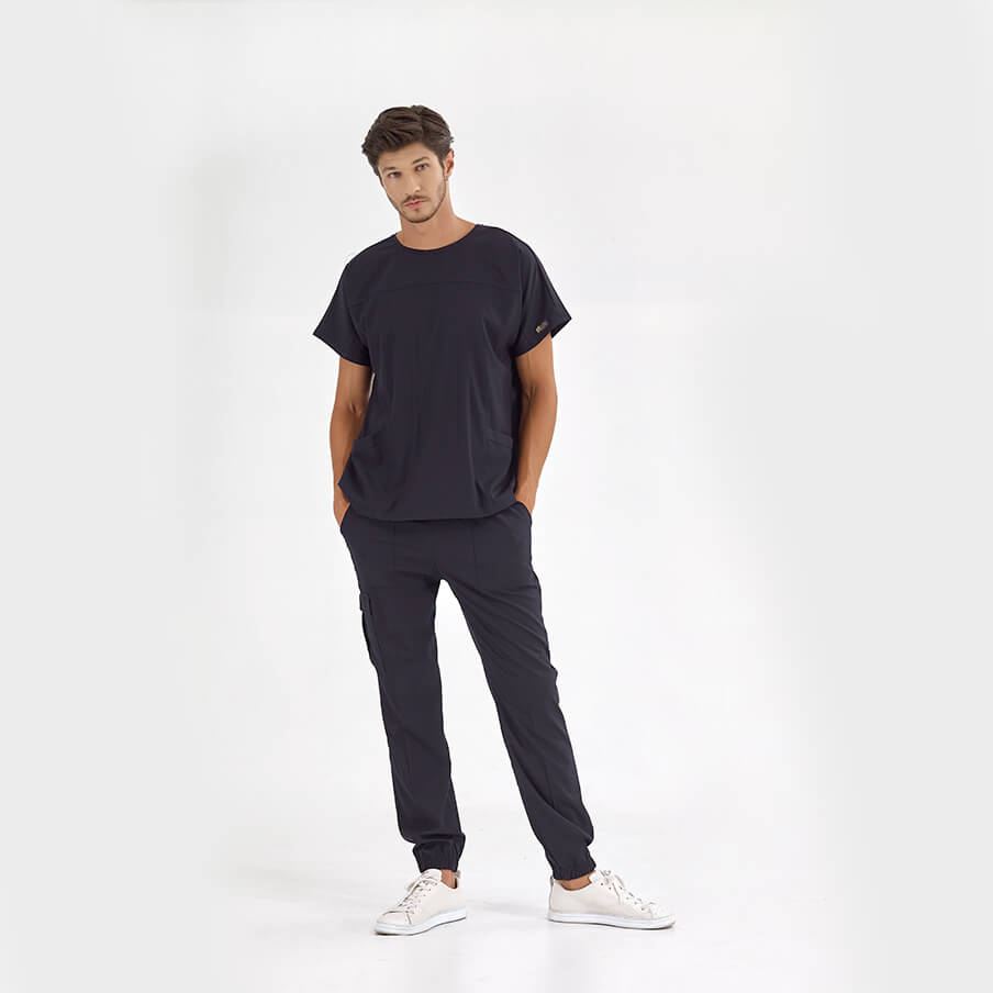 Lacivert Basic  Scrubs Takım Lüks Likralı Kumaş