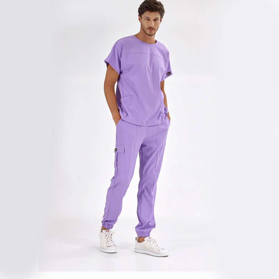 Lila Basic  Scrubs Takım Lüks Likralı Kumaş