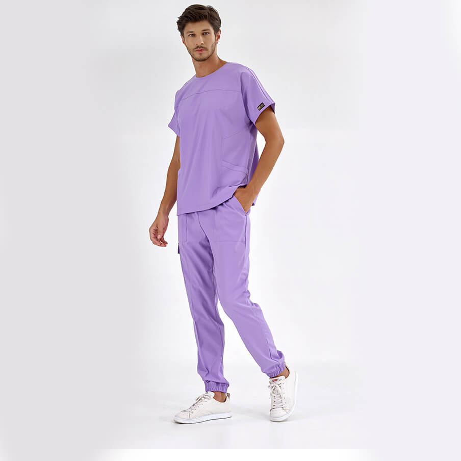 Lila Basic  Scrubs Takım Lüks Likralı Kumaş