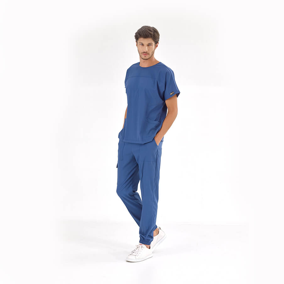 Petrol Mavisi Basic  Scrubs Takım Lüks Likralı Kumaş