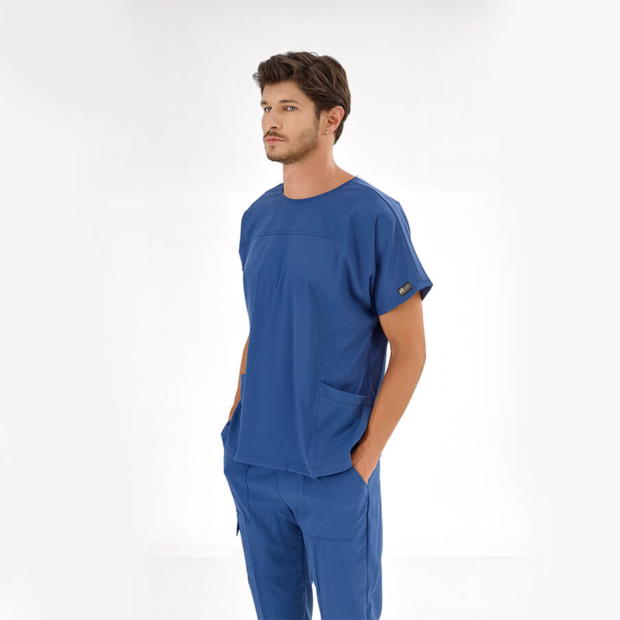 Petrol Mavisi Basic  Scrubs Takım Lüks Likralı Kumaş