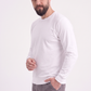 Beyaz Yuvarlak Yaka İş Sweatshirt 2 İplik