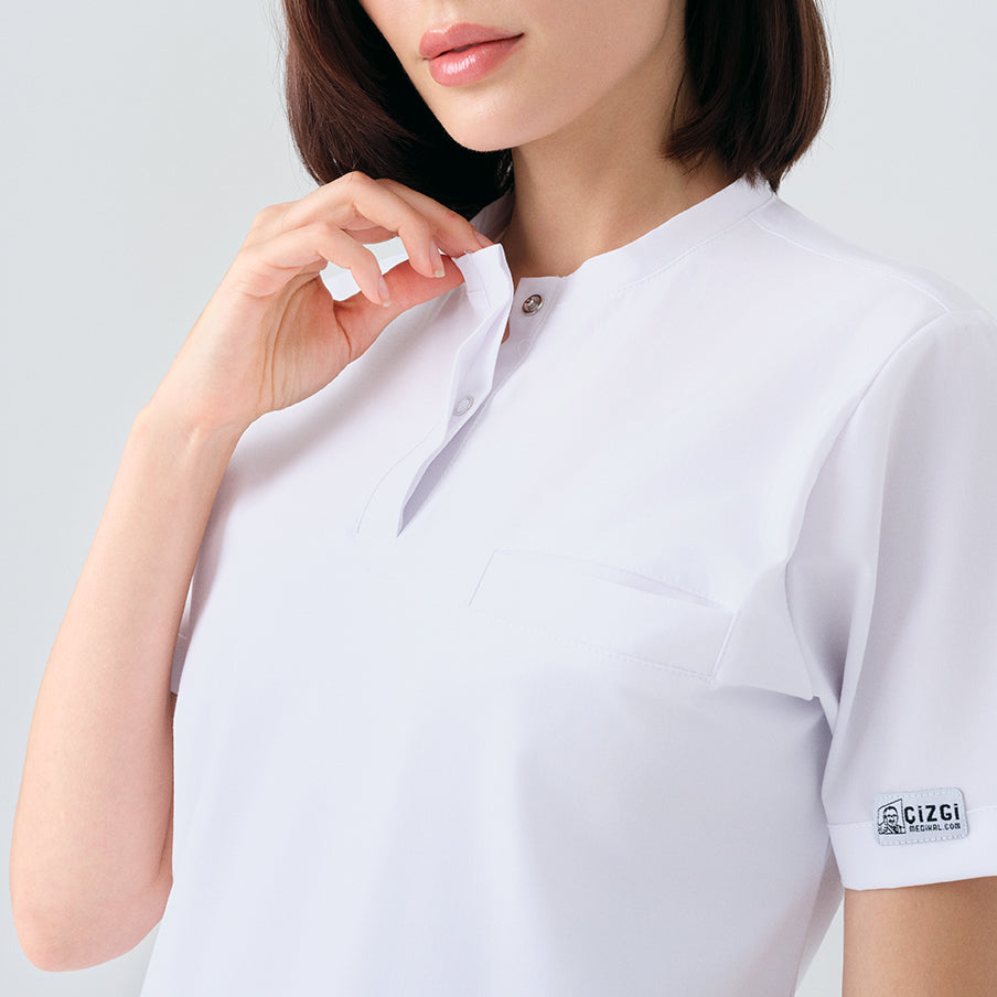 Beyaz Cool  Scrubs Takım Best Likralı Kumaş