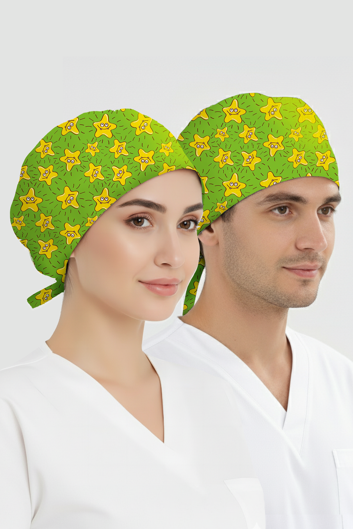 Neşeli Yıldızlar Desenli Bone (Cotton Likra Kumaş)