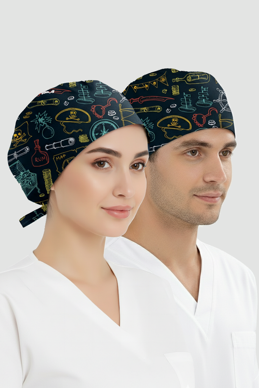 Hazine Avı Desenli Bone (Cotton Likra Kumaş)
