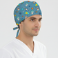 Astronot Dişler Desenli Bone (Cotton Likra Kumaş)