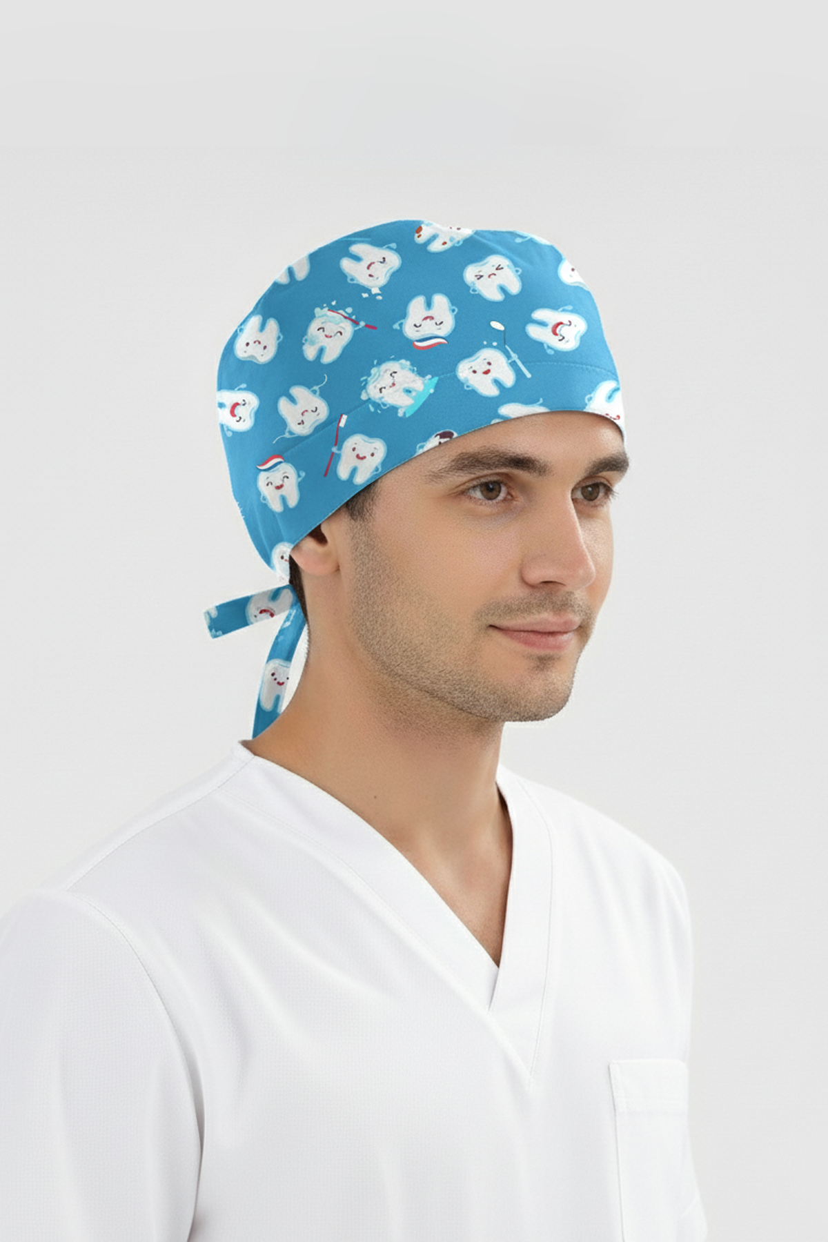Fırçalı Dişler Desenli Bone (Cotton Likra Kumaş)