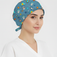 Astronot Dişler Desenli Bone (Cotton Likra Kumaş)