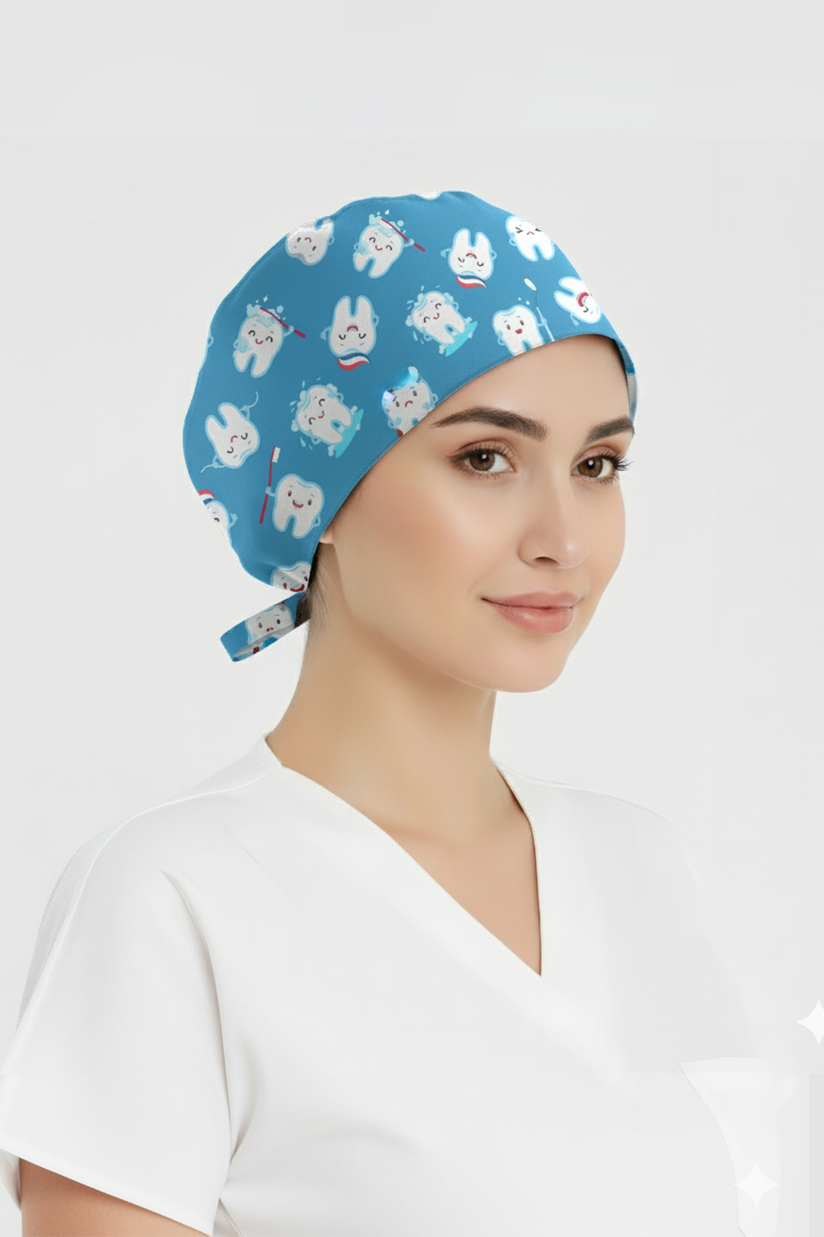 Fırçalı Dişler Desenli Bone (Cotton Likra Kumaş)