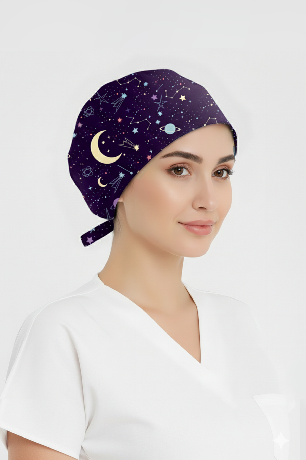 Yıldız Yağmuru Desenli Bone (Cotton Likra Kumaş)