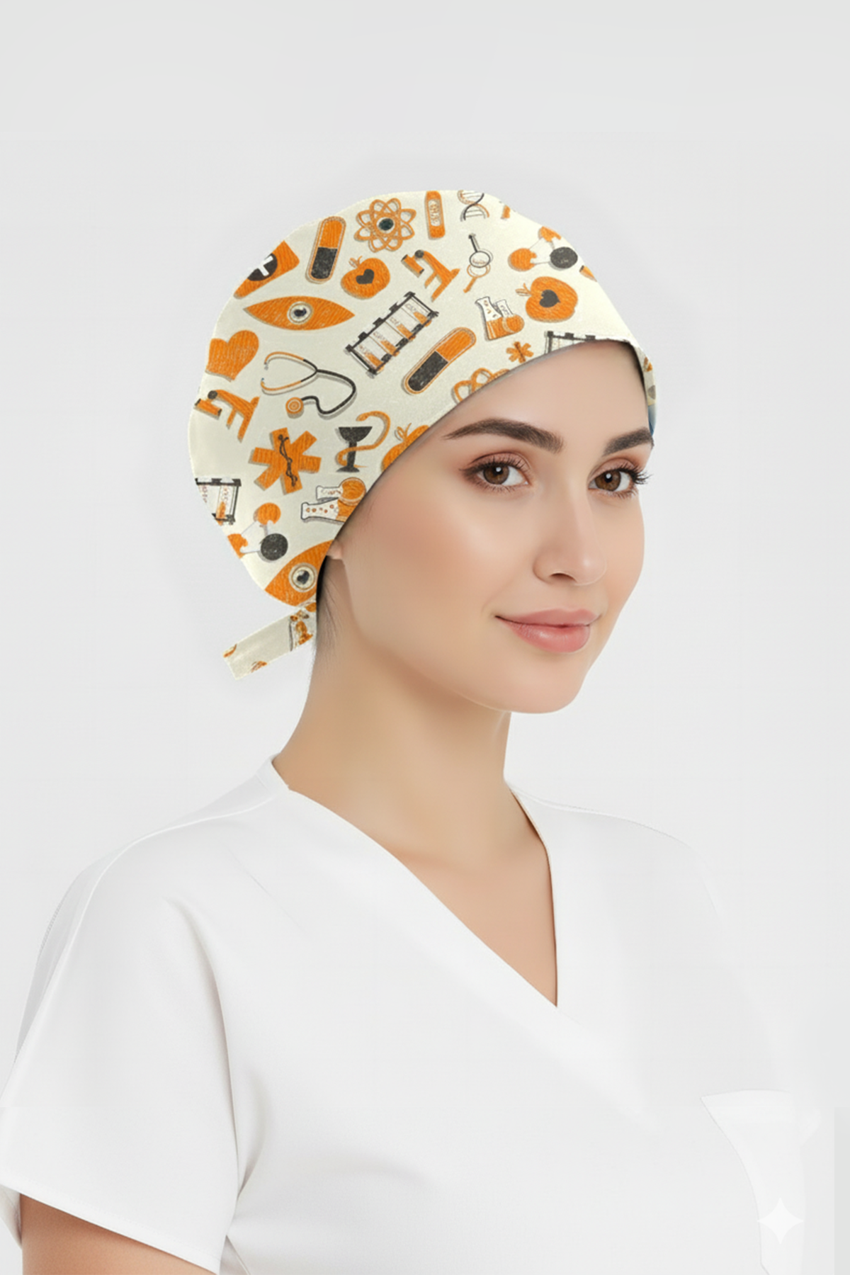 Atomik Desenli Bone (Cotton Likra Kumaş)