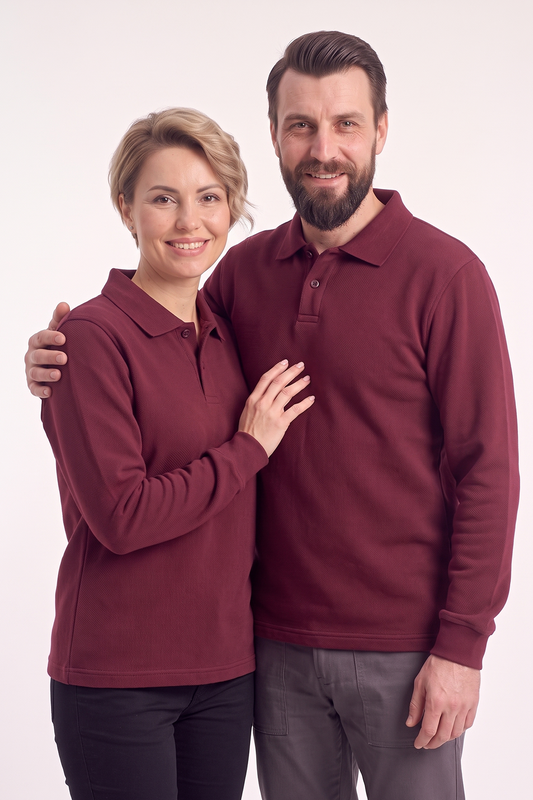Bordo Polo Yaka İş Sweatshirt 3 İplik