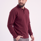 Bordo Polo Yaka İş Sweatshirt 3 İplik