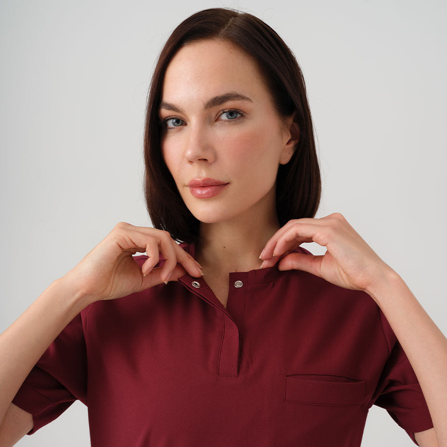 Bordo Cool  Scrubs Takım Best Likralı Kumaş