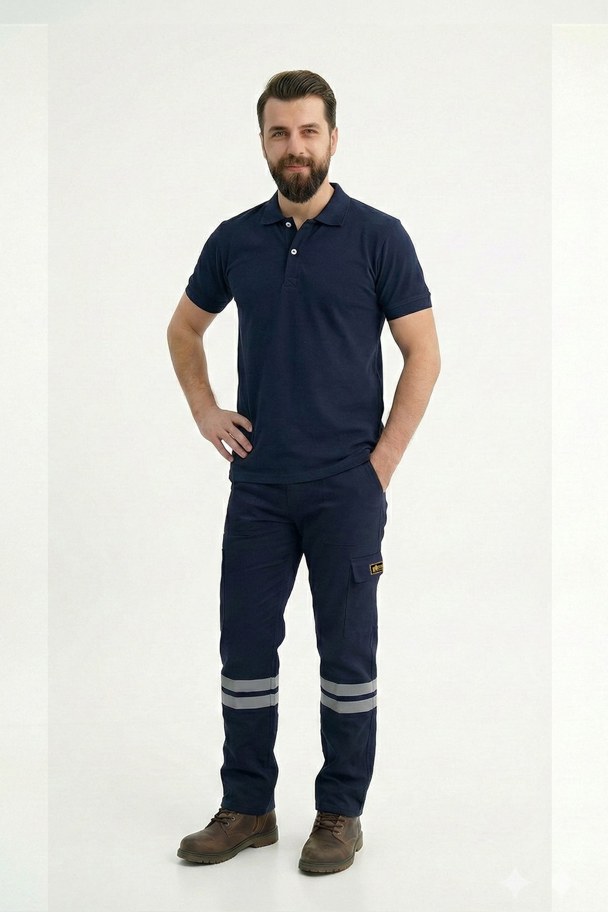 Lacivert Polo Yaka Kısa Kol İş Tişörtü Penye Lacoste Kumaş