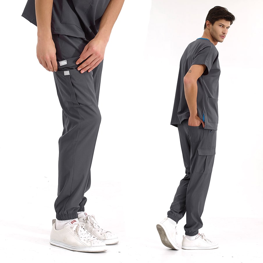 Füme Jogger  Scrubs Takım Lüks Likralı Kumaş