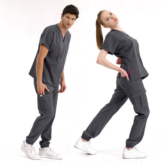 Füme Jogger  Scrubs Takım Lüks Likralı Kumaş