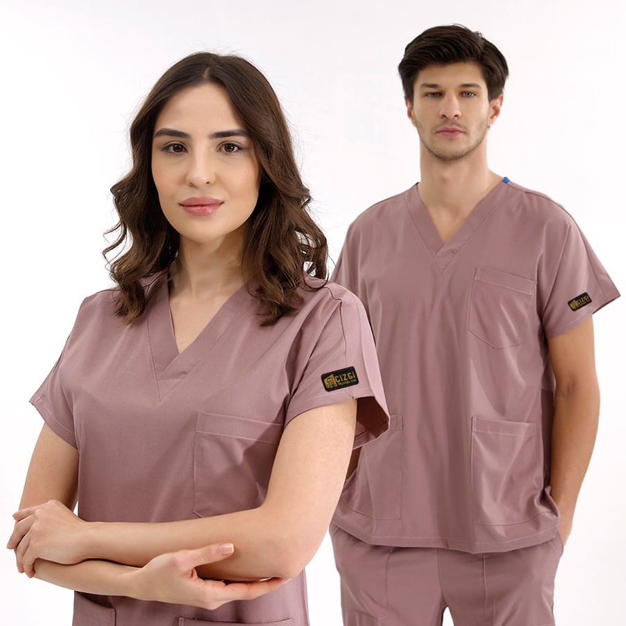 Gül Kurusu Dr. Greys  Scrubs Takım Lüks Likralı Kumaş