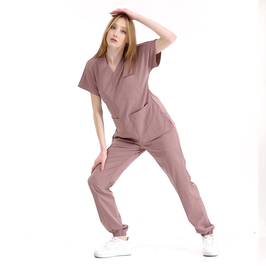Gül Kurusu Jogger  Scrubs Takım Lüks Likralı Kumaş
