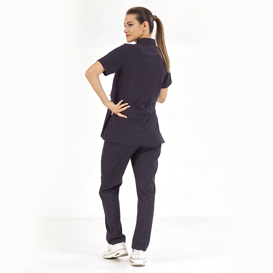 Lacivert Hamile  Scrubs Takım Lüks Likralı Kumaş