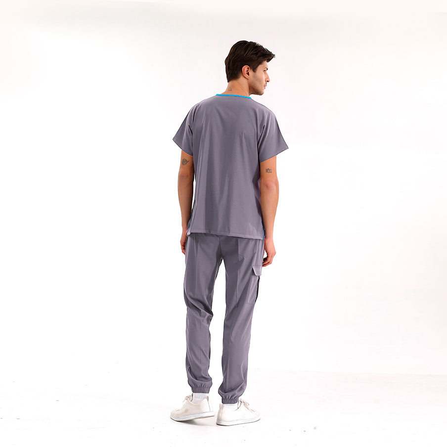 Kurşuni Gri Jogger  Scrubs Takım Lüks Likralı Kumaş