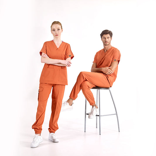 Kiremit Jogger  Scrubs Takım Lüks Likralı Kumaş
