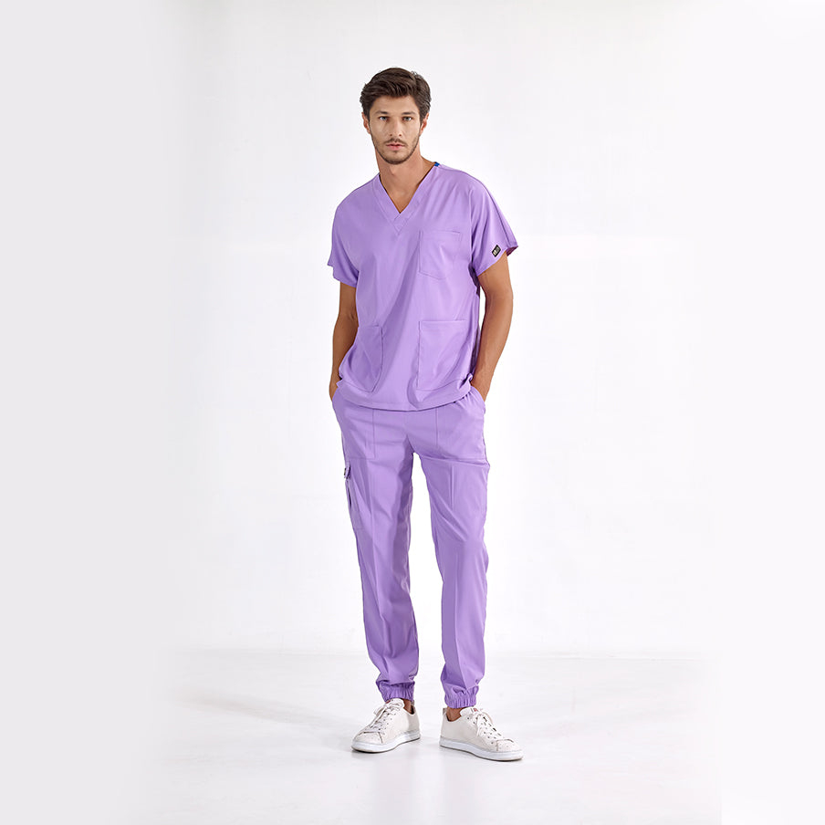 Lila Jogger  Scrubs Takım Lüks Likralı Kumaş