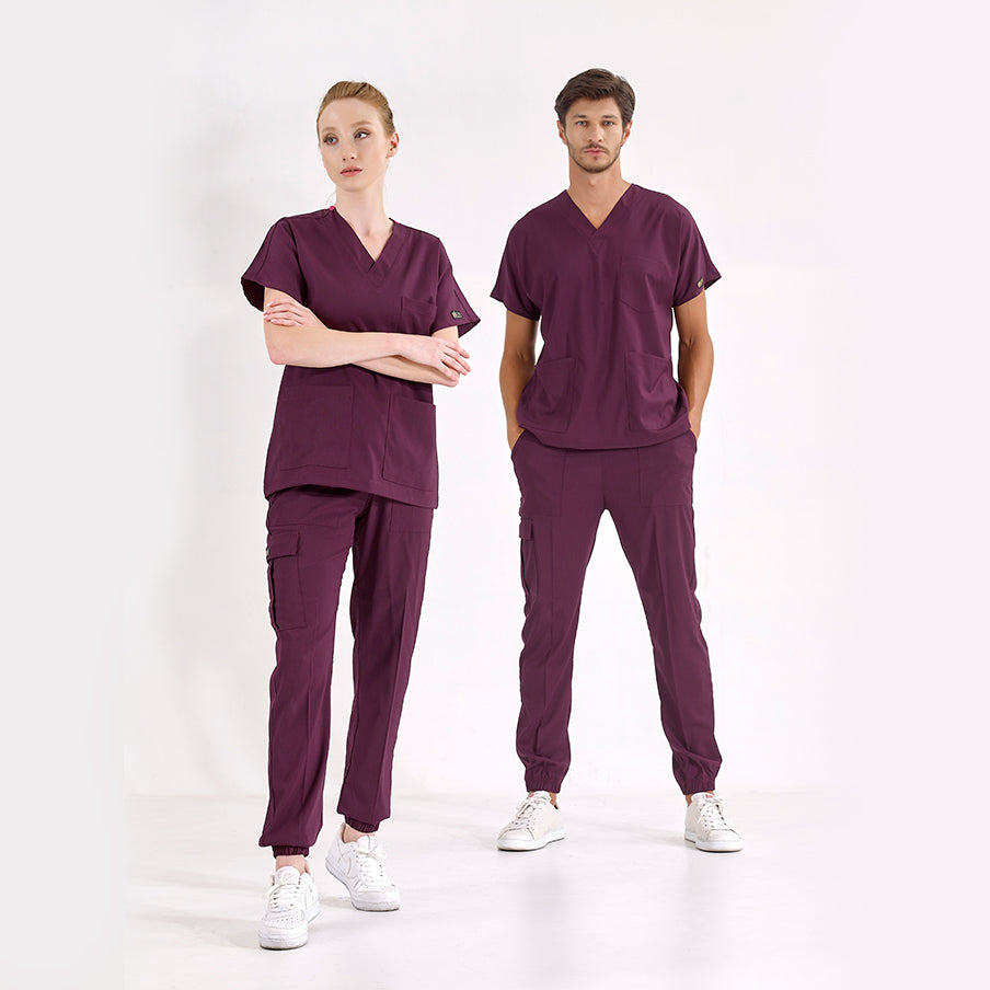 Mürdüm Jogger  Scrubs Takım Lüks Likralı Kumaş