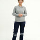 Gri Melanj Polo Yaka Uzun Kol İş Sweatshirtü Penye Lacoste Kumaş