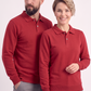 Kırmızı Polo Yaka İş Sweatshirt 3 İplik Şardonlu