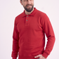 Kırmızı Polo Yaka İş Sweatshirt 3 İplik Şardonlu