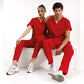 Kırmızı Dr. Greys  Scrubs Takım Lüks Likralı Kumaş